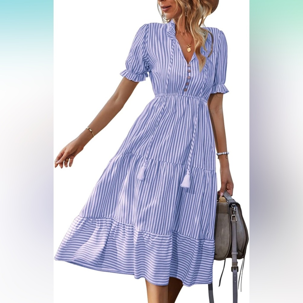 Summer puff sleeve midi dress